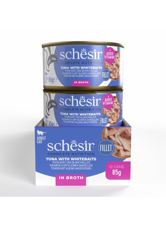 شيسر طعام قطط رطب شيزار في المرق بالتونة وسمك وايت بيت 85 جم (عبوة 12 علبة) | وجبة قطط كاملة طبيعية غنية بالبروتين مع تونة مستدامة - Image 2